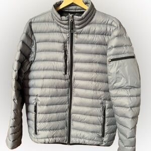 Elevate Sport Gray Down Feather Puffer Jacket Size Large